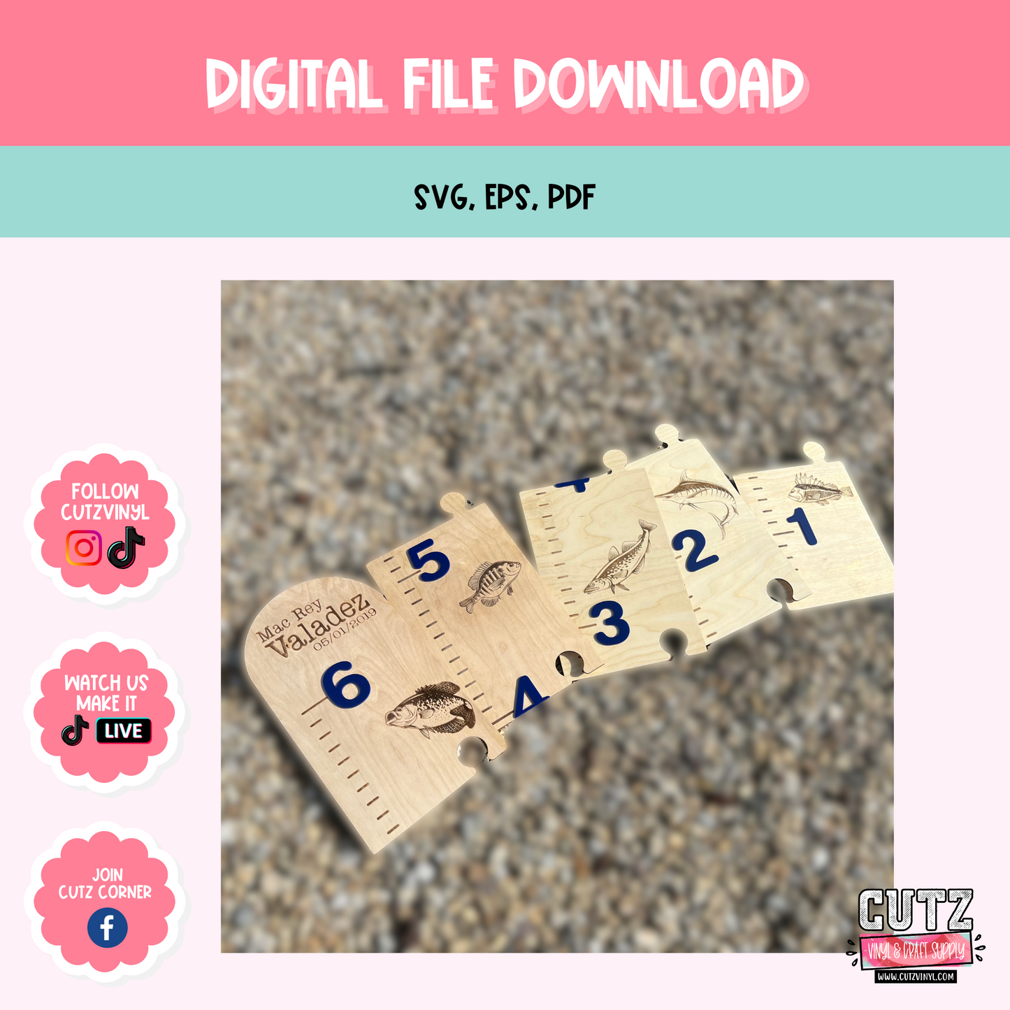 Growth Chart blank no fish or name- DIGITAL DOWNLOAD ONLY 2 versions