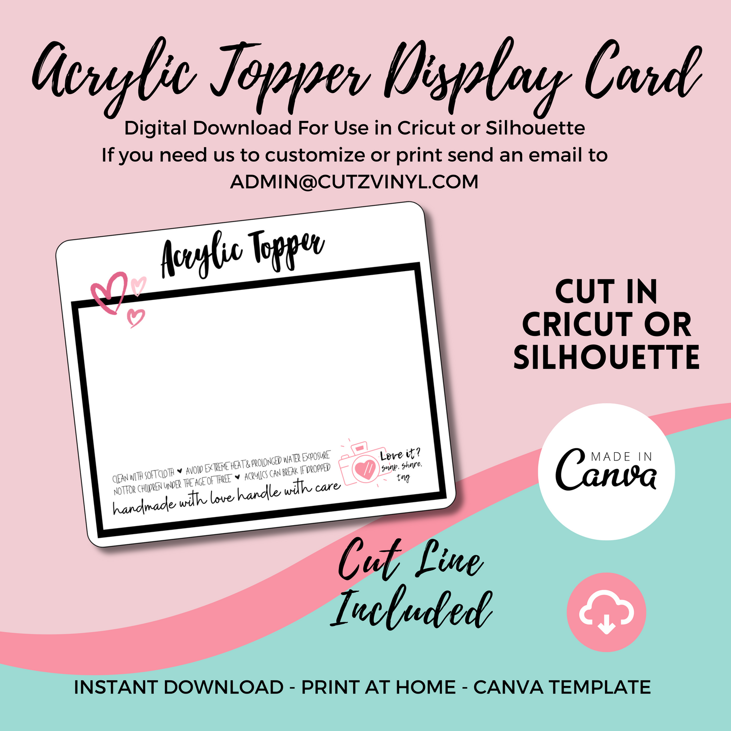 Acrylic Topper Display Card (DIGITAL DOWNLOAD)