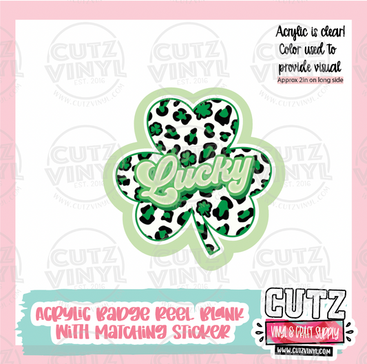 Lucky - Acrylic Badge Reel Blank and Matching Sticker