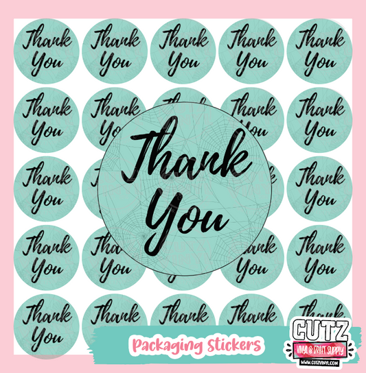 Mint Spider Web Thank you Stickers