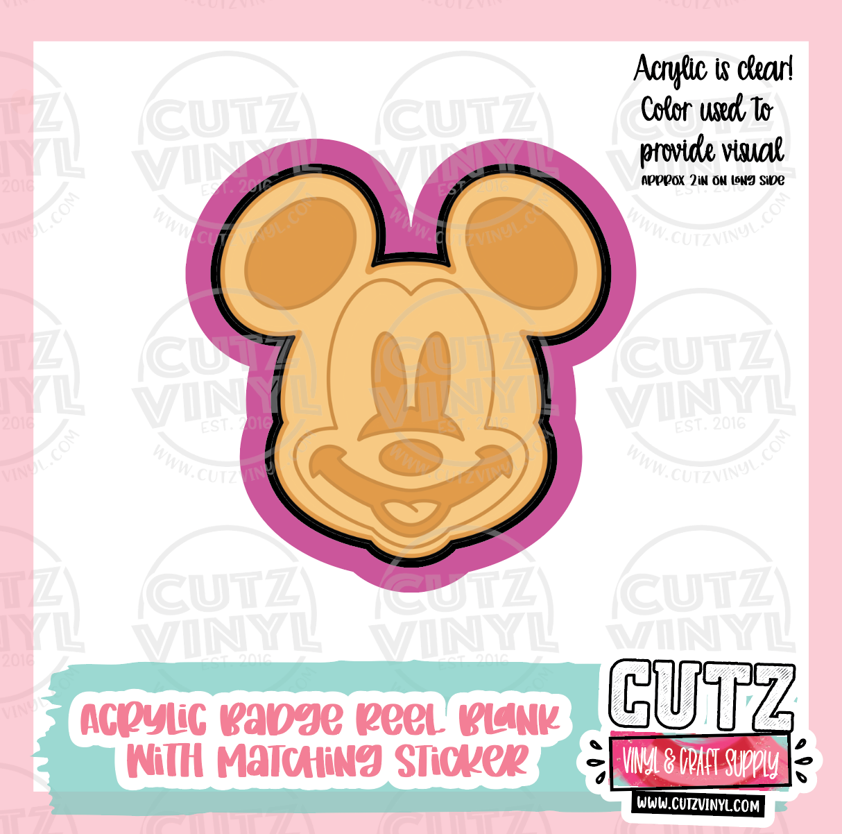 Waffle - Acrylic Badge Reel Blank and Matching Sticker