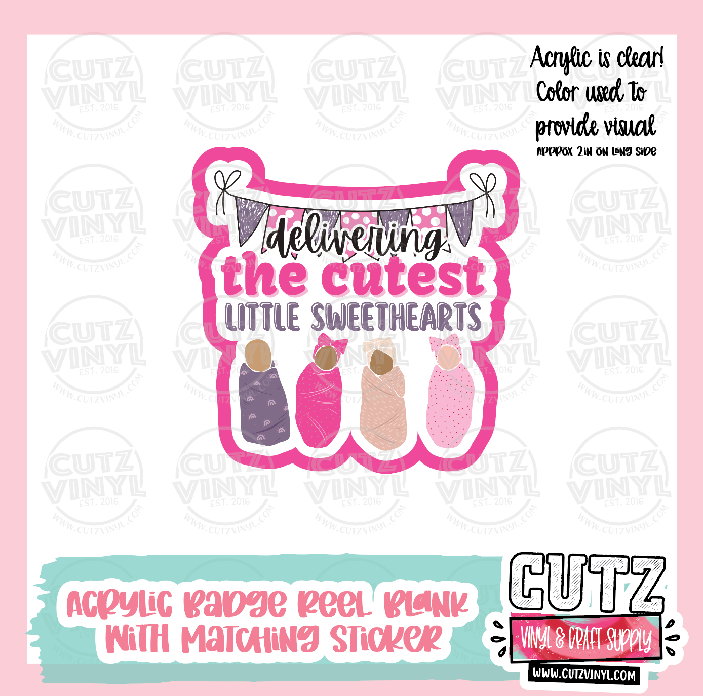 L&D Sweethearts - Acrylic Badge Reel Blank and Matching Sticker