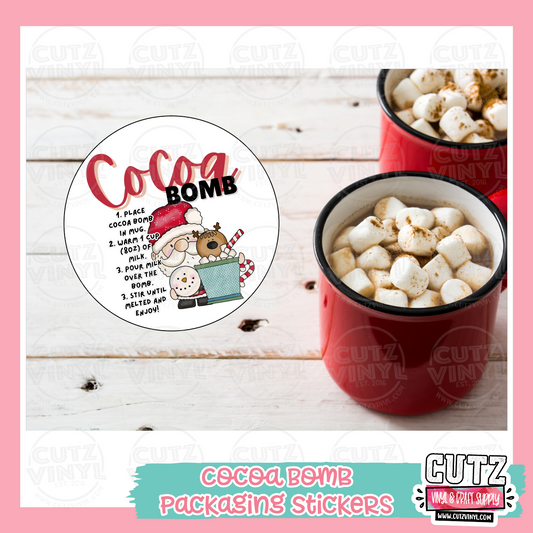 Cocoa Bomb Printed Stickers (No Lamination) - Santa Snow Mug