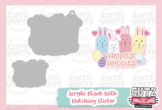 Hippity Hoppity - Acrylic Badge Reel Blank and Matching Sticker