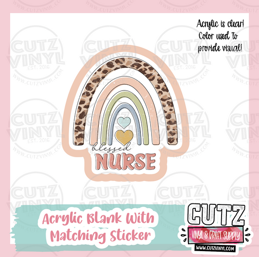 Blessed Nurse - Acrylic Badge Reel Blank and Matching Sticker