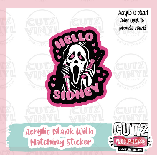 Hello Sidney - Acrylic Badge Reel Blank and Matching Sticker